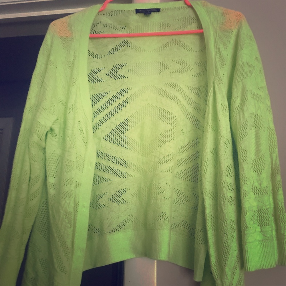 American Eagle xxl neon green cardigan